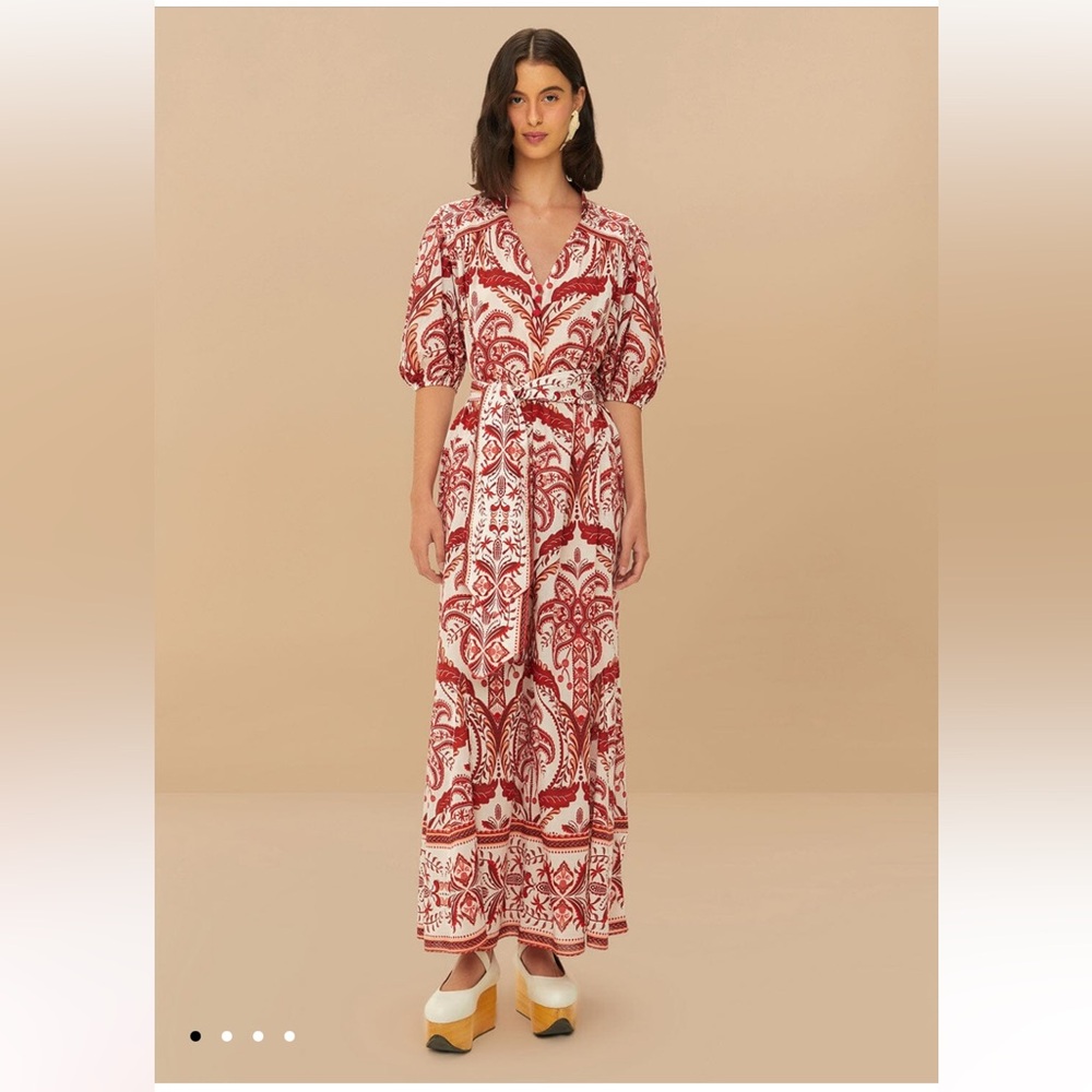 Farm Rio Red and White Tropical Maxi Dress